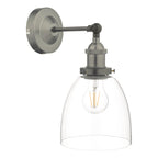 Arvin Industrial Wall Light Antique Chrome with Clear Glass Shade