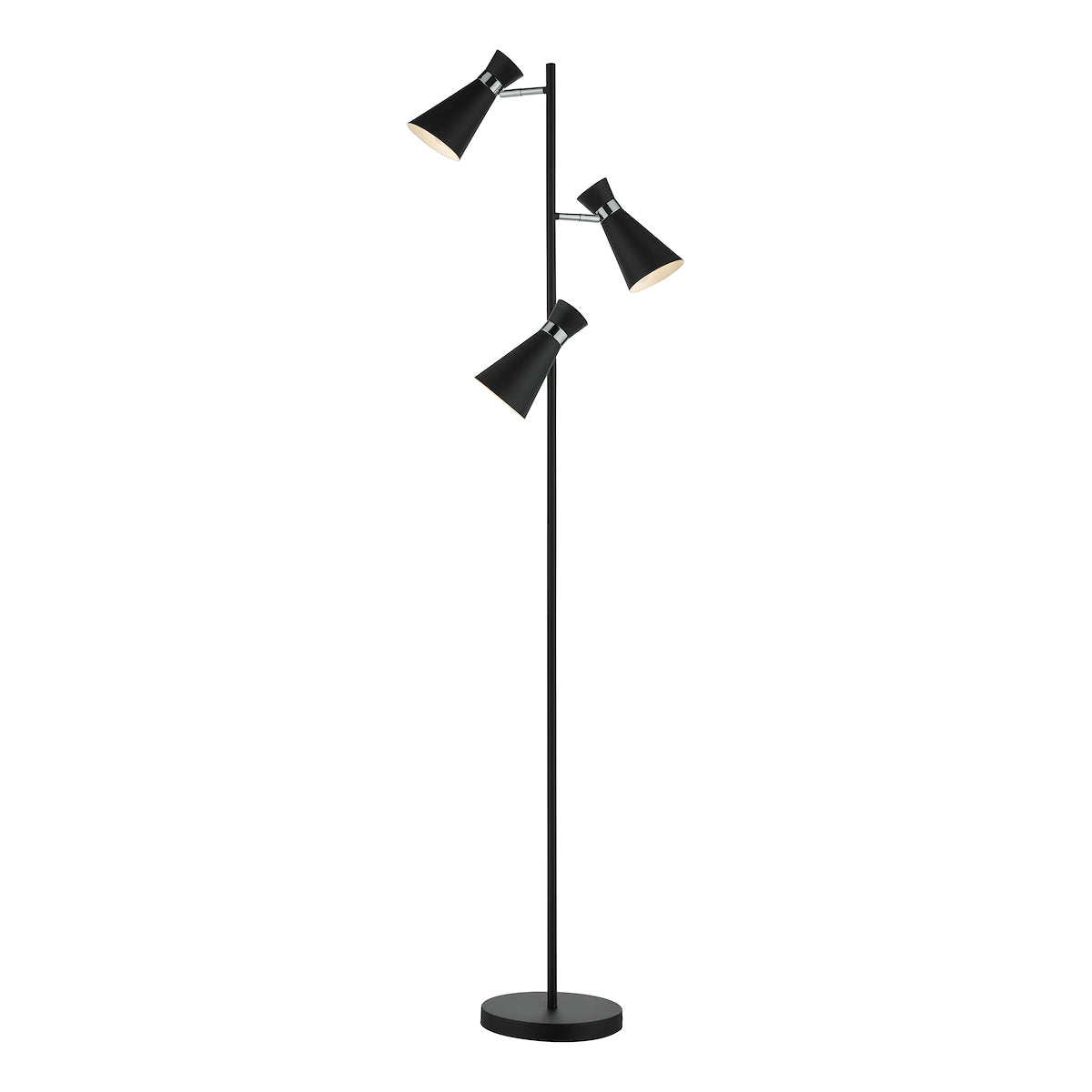 Ashworth 3 Light Floor Lamps Matt Black & Polished Chrome