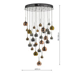 Aurelia 30lt Cluster Pendant Black Chrome & Copper/Bronze Glass 3M Drop