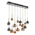 Aurelia 15 Light Bar Pendant Black Chrome & Copper/Bronze Glass