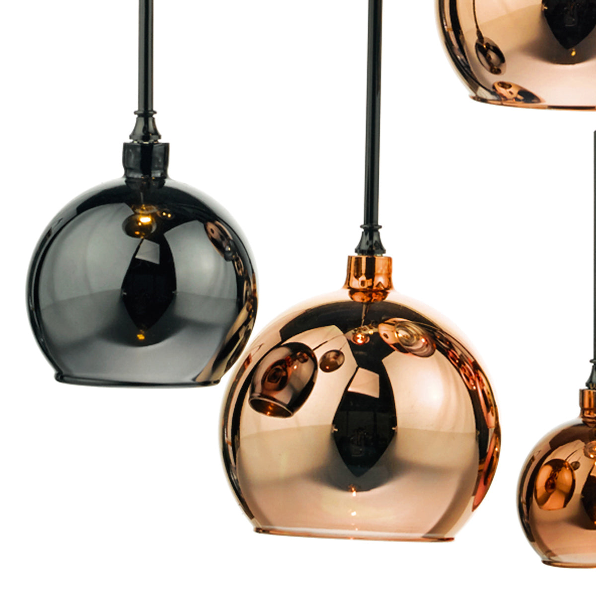 Aurelia 15 Light Bar Pendant Black Chrome & Copper/Bronze Glass