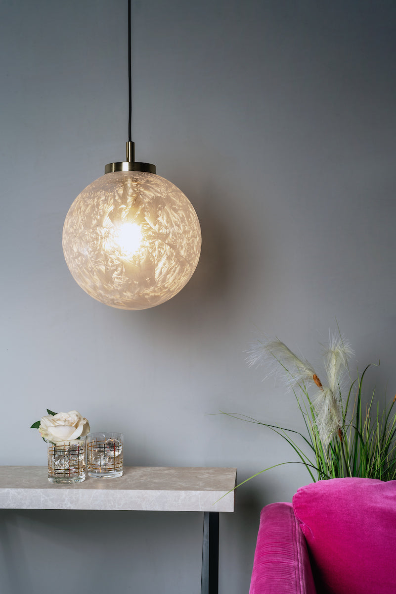 Avari 1 Light Pendant Satin Brass And Clear Frosted Glass