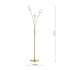 Avari 3 Light Floor Lamps Satin Brass Glass