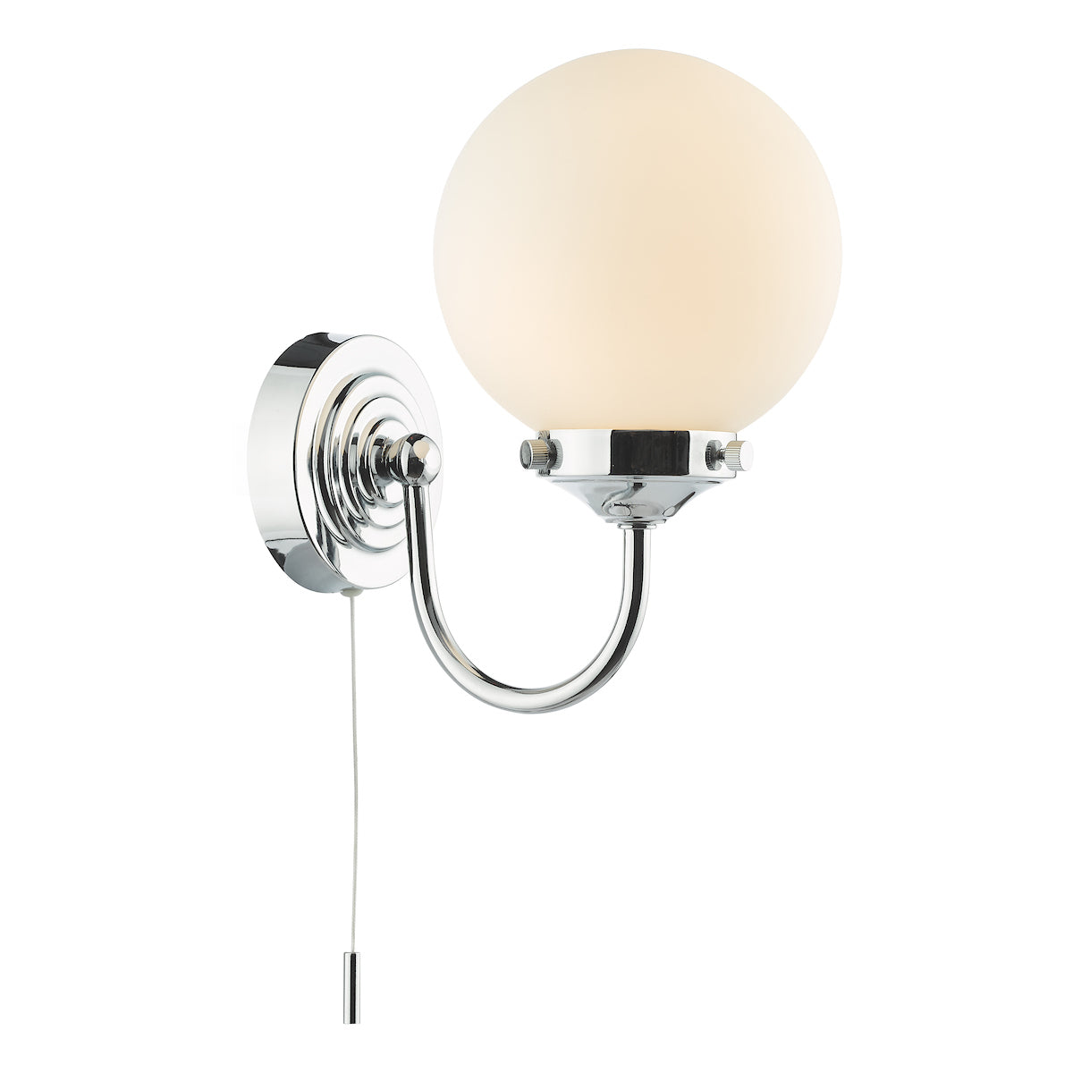 Barclay Bathroom Wall Light Polished Chrome Opal Glass IP44