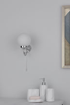 Barclay Bathroom Wall Light Polished Chrome Opal Glass IP44