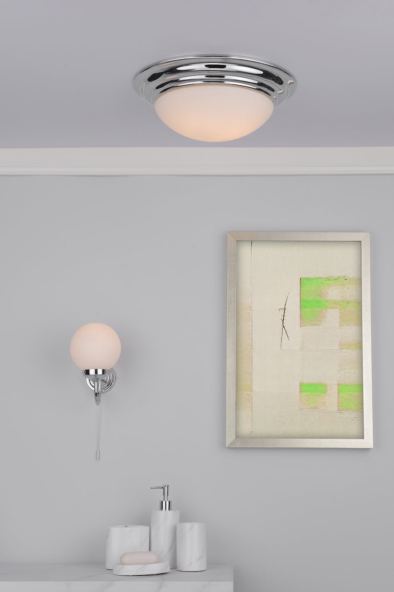 Barclay Bathroom Wall Light Polished Chrome Opal Glass IP44