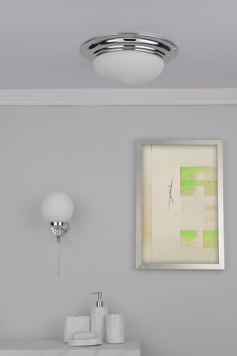 Barclay Bathroom Wall Light Polished Chrome Opal Glass IP44