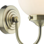 Barclay Bathroom Wall Light Antique Brass Opal Glass IP44