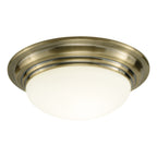 Barclay Small Bathroom Flush Antique Brass Opal Glass IP44