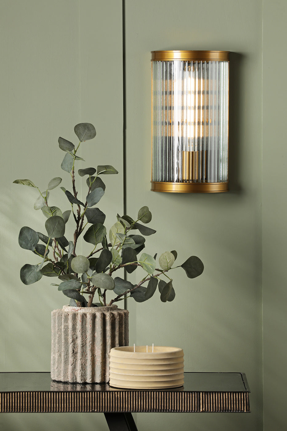 Bianka Wall Light Bronze and Ribbed Glass