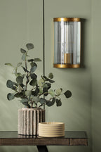 Bianka Wall Light Bronze and Ribbed Glass