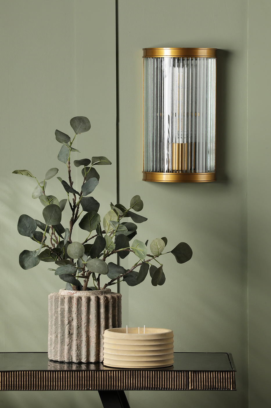 Bianka Wall Light Bronze and Ribbed Glass