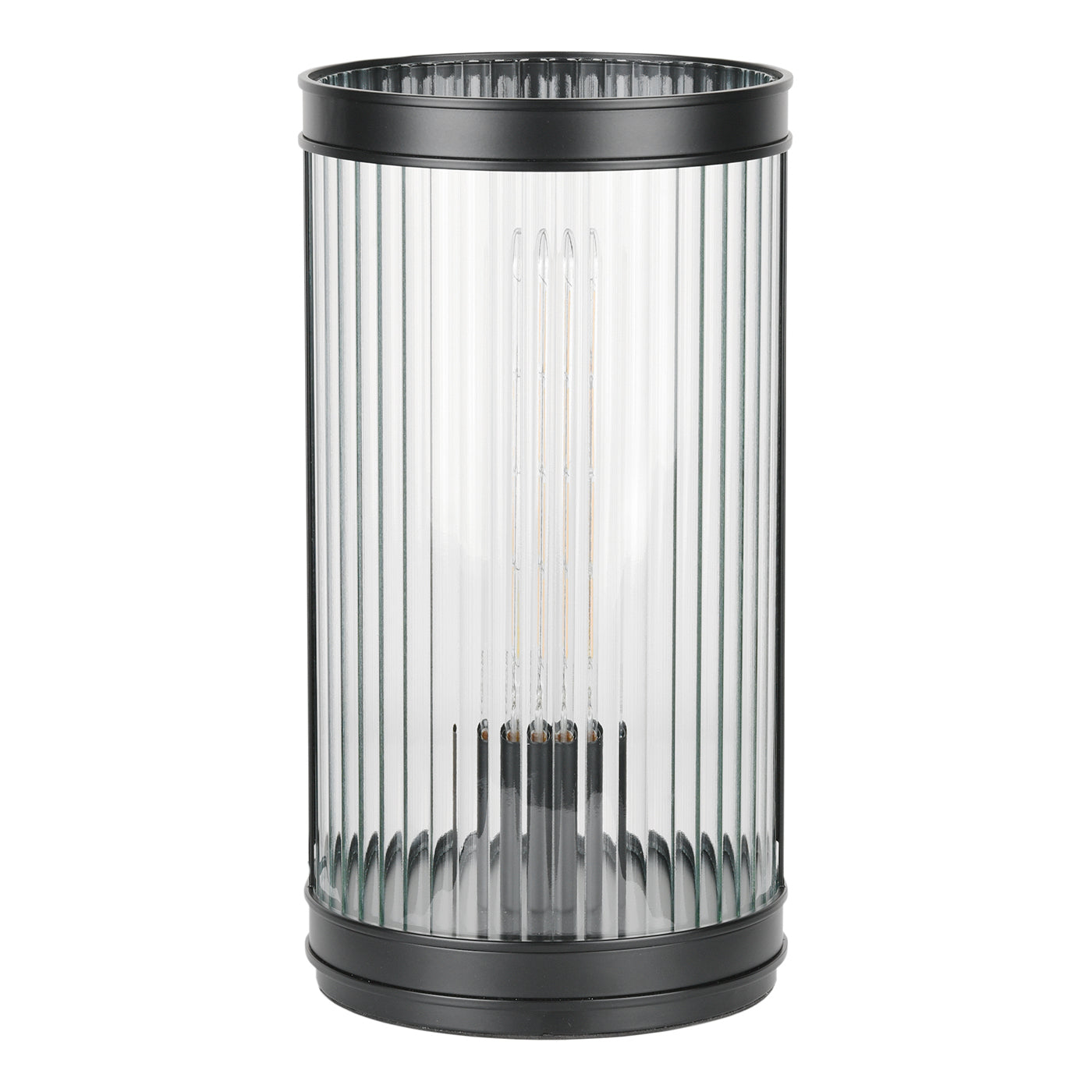 Bianka Table Lamp Matt Black and Ribbed Glass