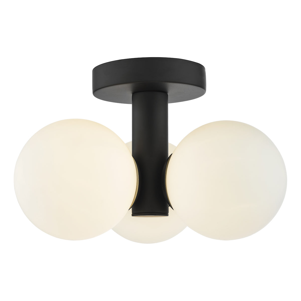 Blake Bathroom 3 Light Semi Flush Matt Black Opal Glass