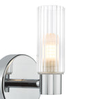 Bolton Bathroom Wall Light Polished Chrome and Ribbed Glass IP44