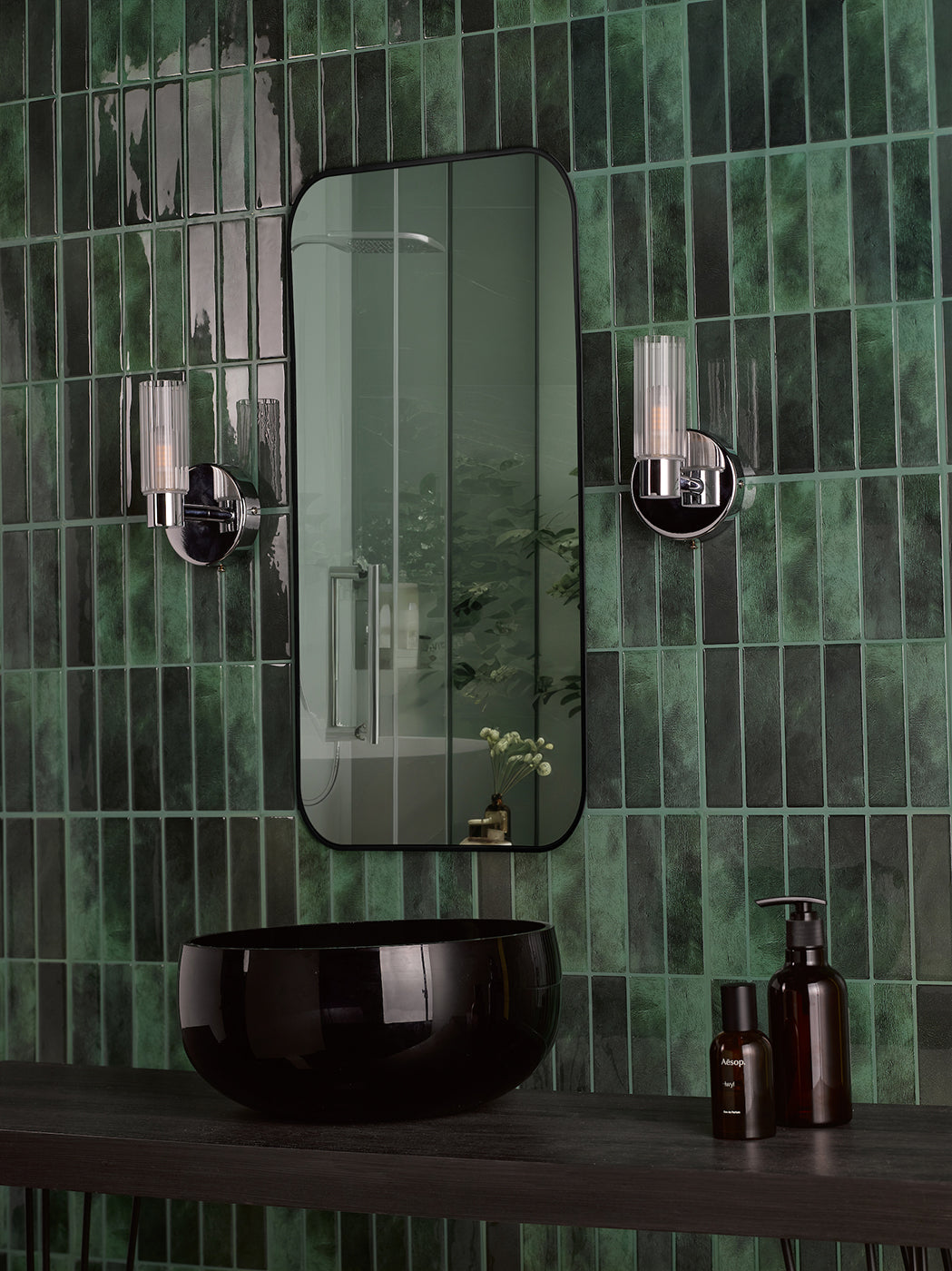 Bolton Bathroom Wall Light Polished Chrome and Ribbed Glass IP44