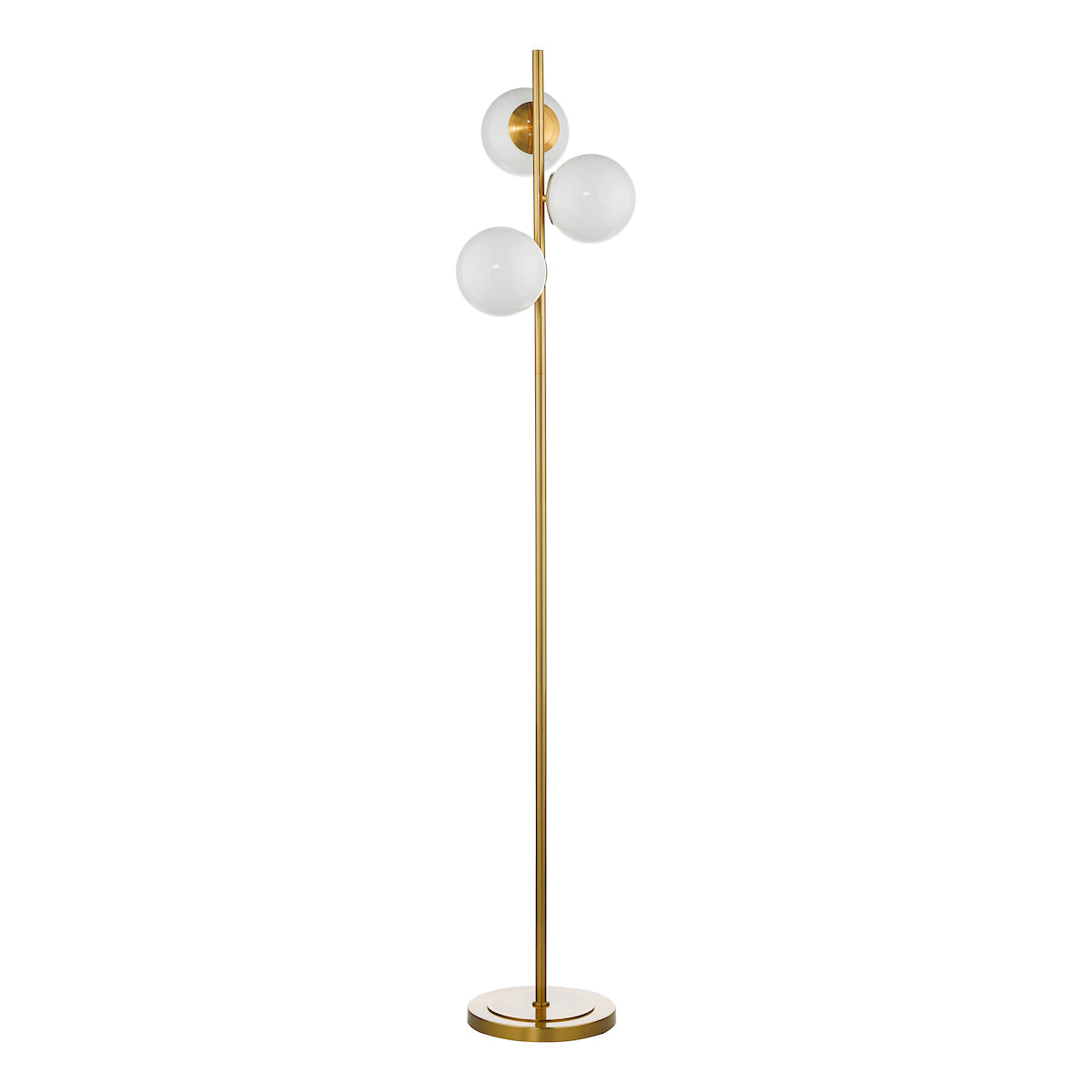 Bombazine 3 Light Floor Lamps Natural Brass Opal Glass