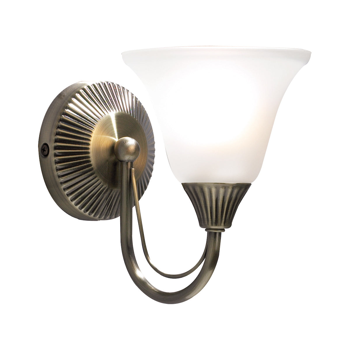 Boston Wall Light Antique Brass Opaque Glass