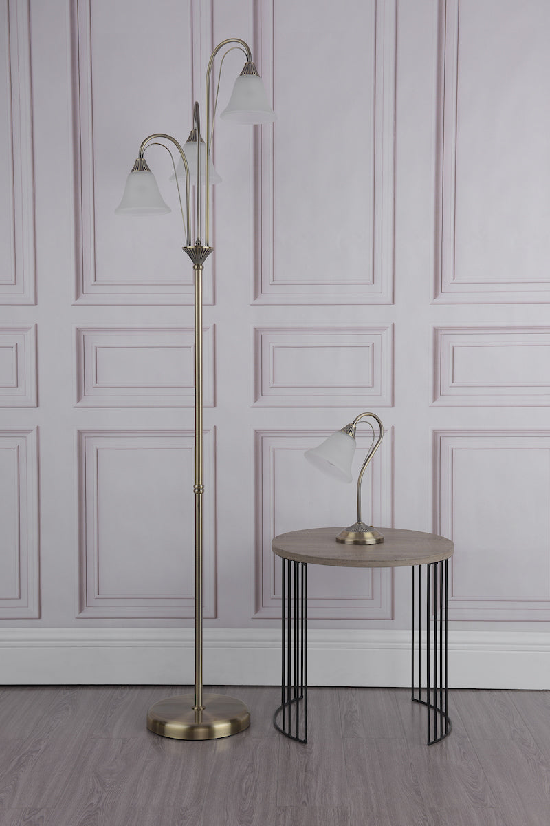 Boston Table Lamps Antique Brass Opaque Glass