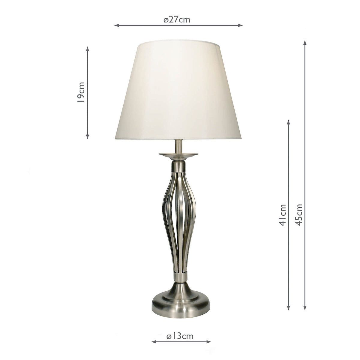Bybliss Table Lamp Satin Chrome With Shade