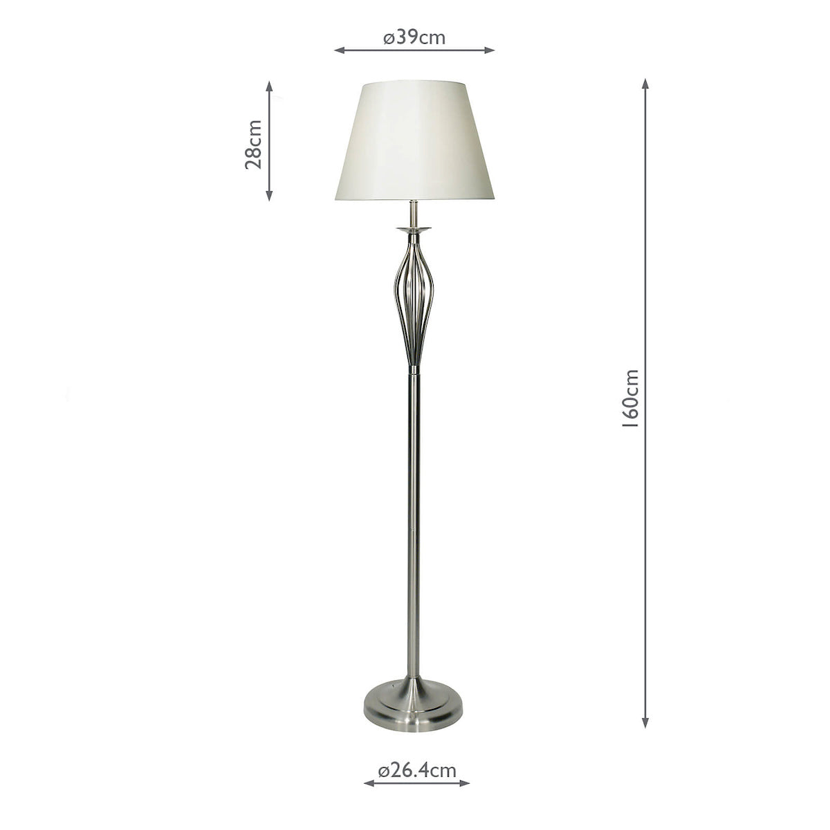 Bybliss Floor Lamp Satin Chrome With Shade