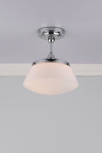 Caden Bathroom Semi Flush Polished Chrome Opal Glass IP44