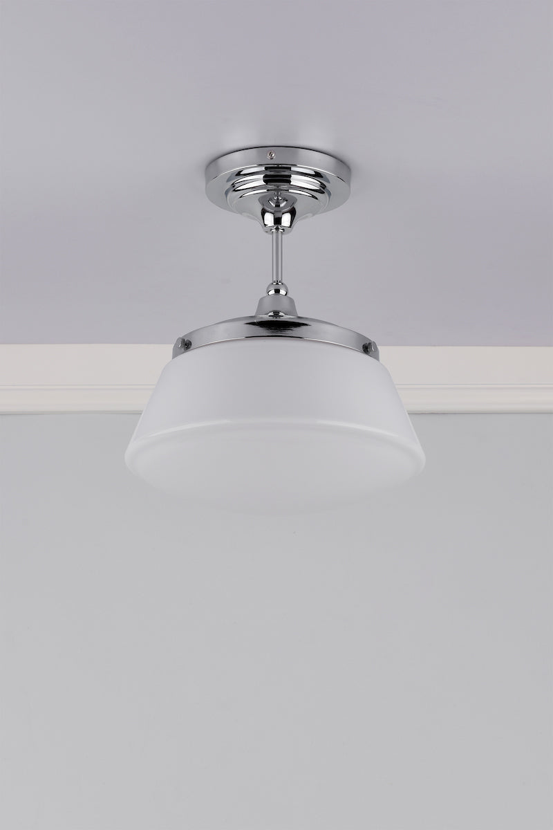 Caden Bathroom Semi Flush Polished Chrome Opal Glass IP44