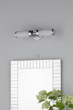 Century Bathroom 2 Light Wall Light Polished Chrome Opal Glass IP44