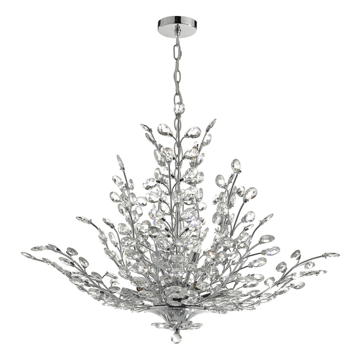 Cordelia 9 Light Pendant Polished Chrome & Crystal