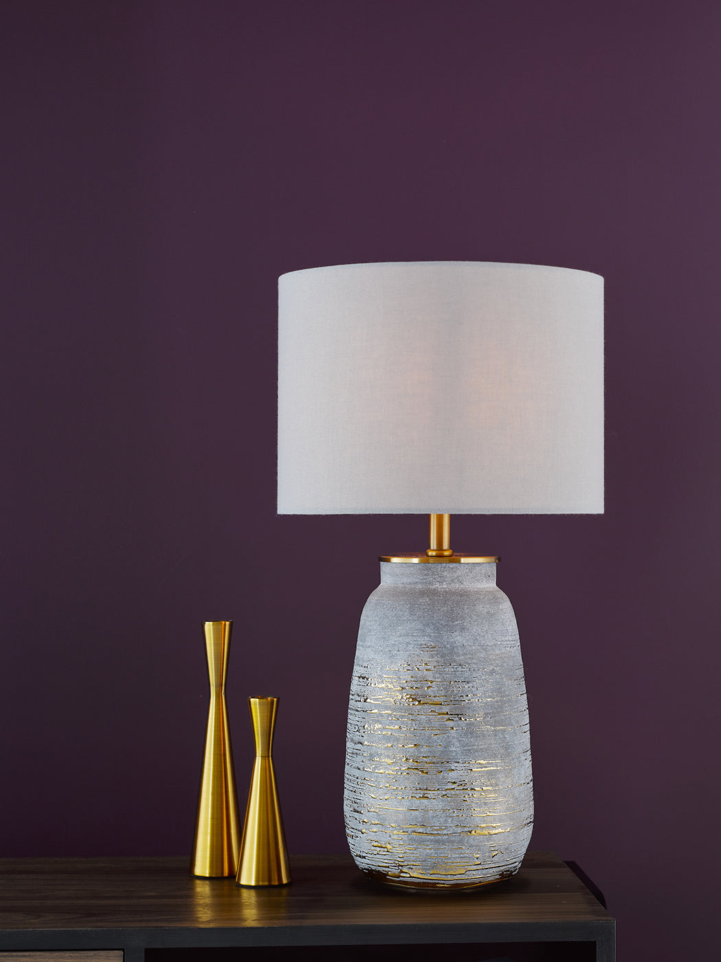 Creon Ceramic Table Lamp Grey and Antique Brass Base Only