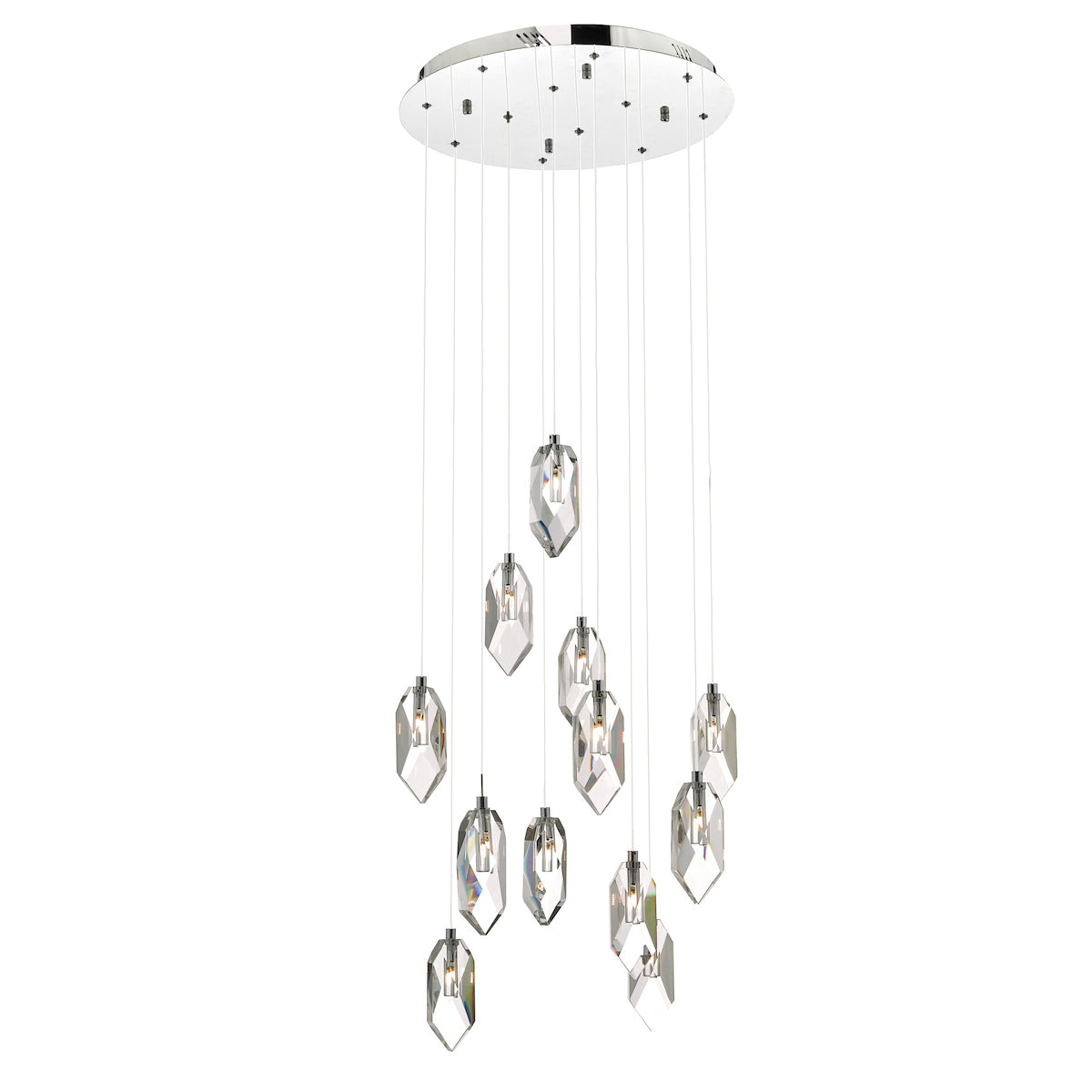 Crystal 12 Light Cluster Pendant Polished Chrome & Crystal