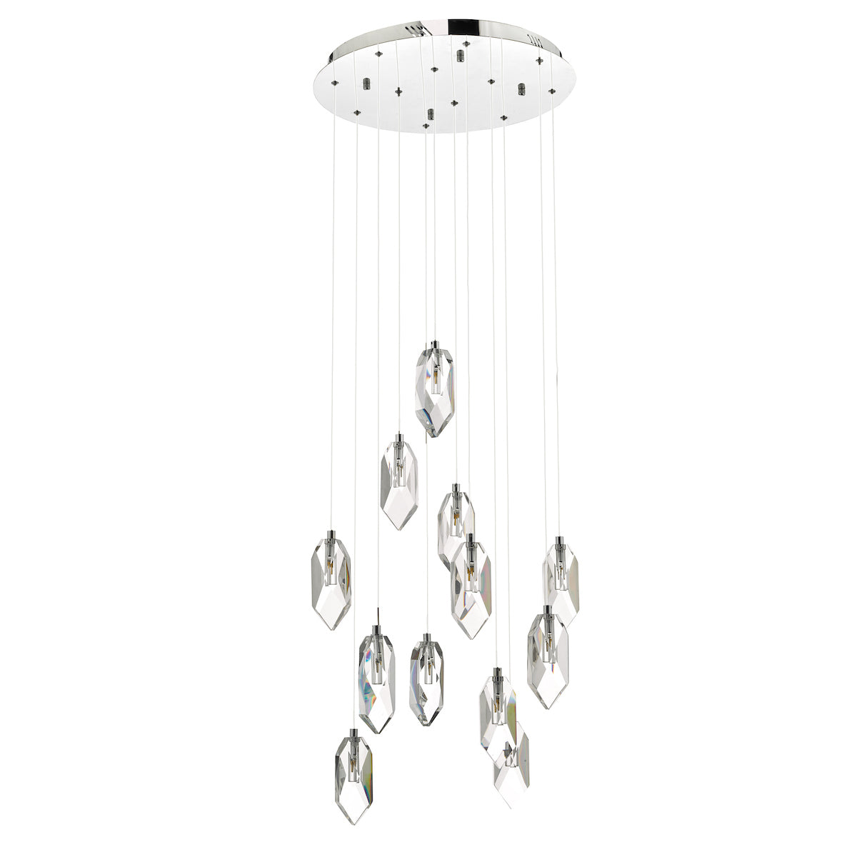 Crystal 12 Light Cluster Pendant Polished Chrome & Crystal