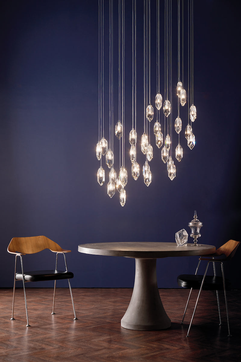 Crystal 12 Light Cluster Pendant Polished Chrome & Crystal