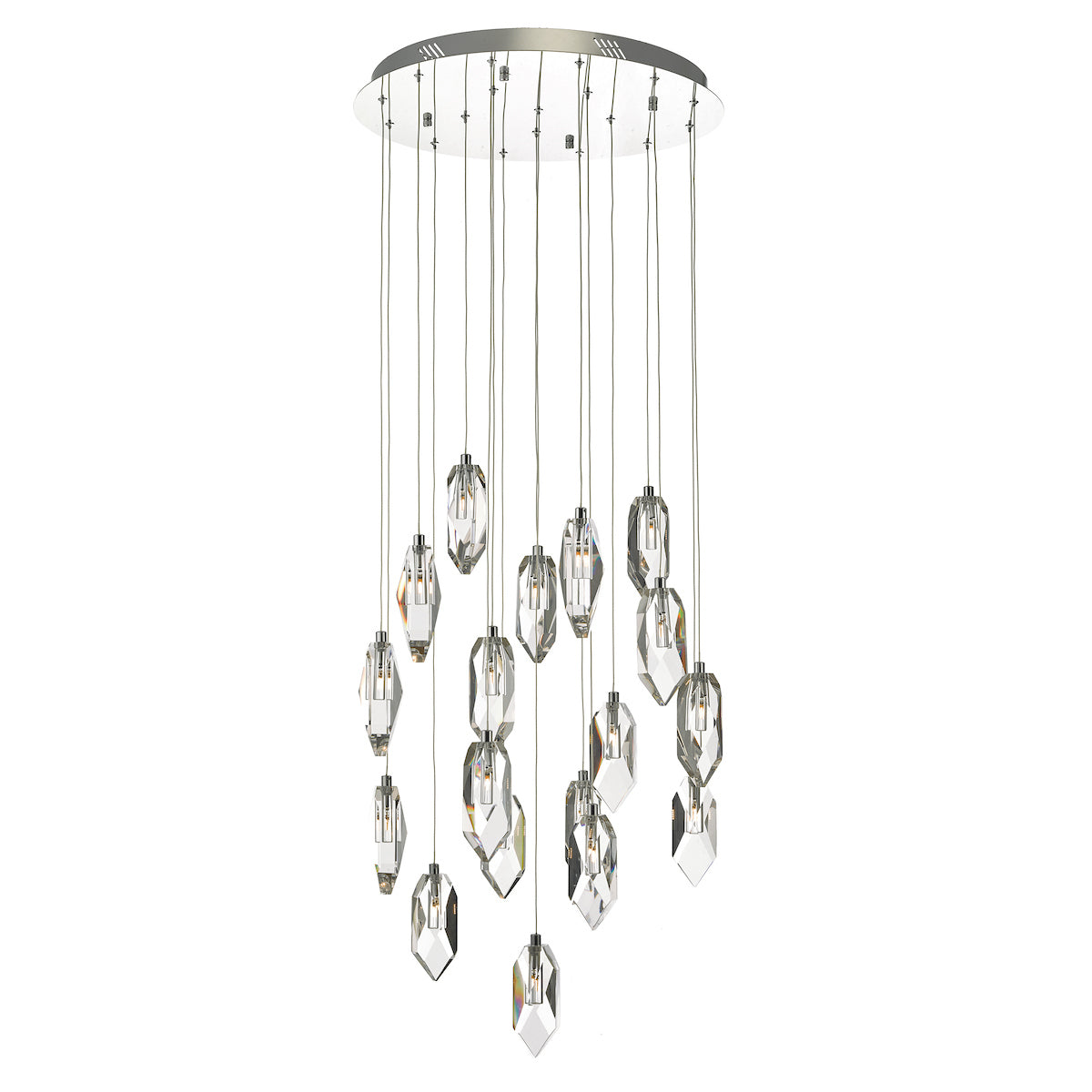 Crystal 18 Light Cluster Pendant Polished Chrome & Crystal