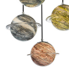 Cygnus 5 Light Cluster Pendant Polished Chrome and Planet Style Glass