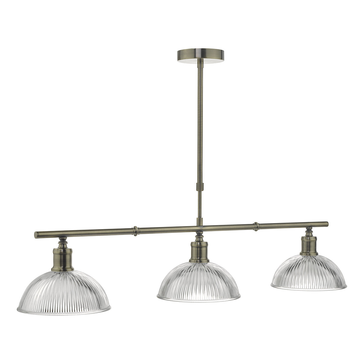 Dara 3 Light Bar Pendant Antique Brass & Glass