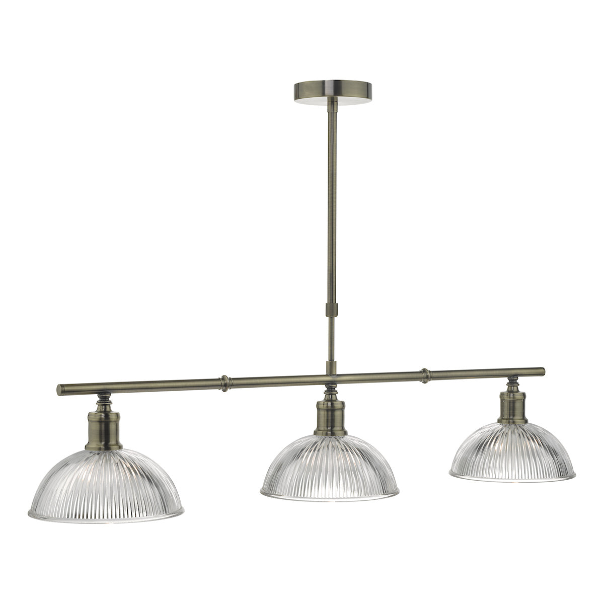 Dara 3 Light Bar Pendant Antique Brass & Glass