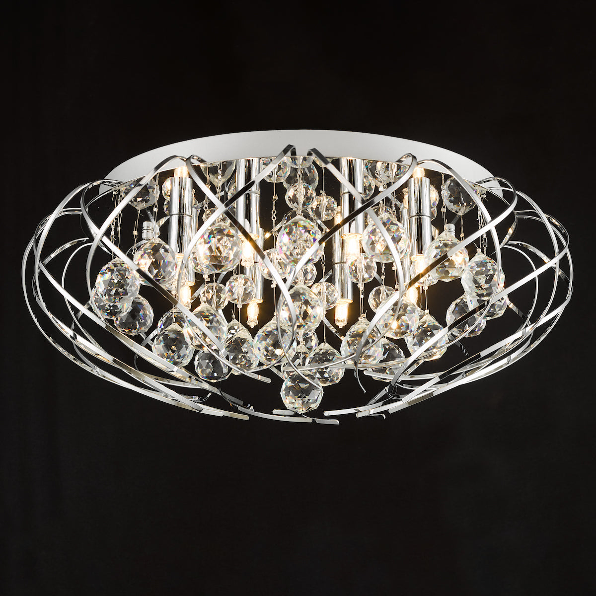 Davian 8 Light Flush Polished Chrome Crystal