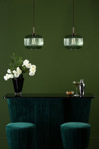 Demarius 1 Light Pendant Green Glass Bronze Detail