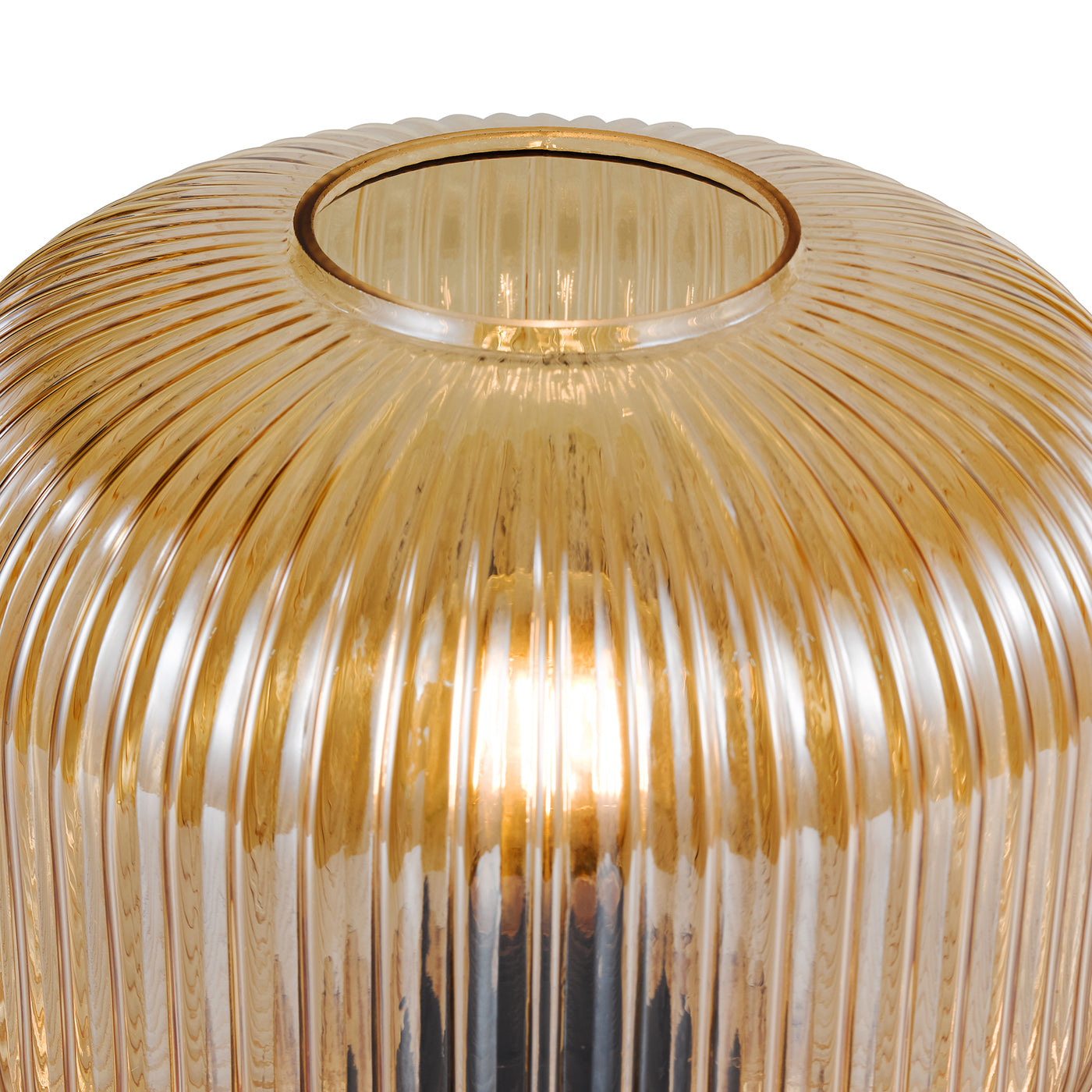 Demarius Table Lamp Amber Ribbed Glass