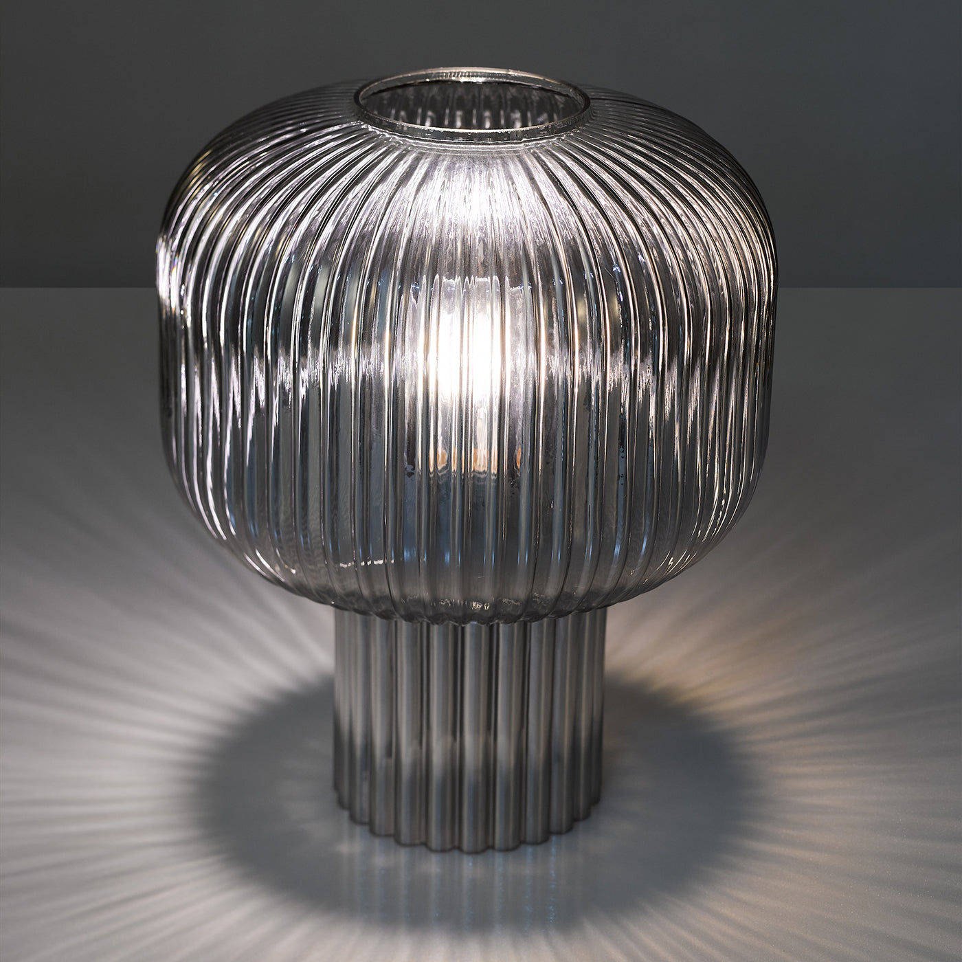 Demarius Table Lamp Smoked Ribbed Glass