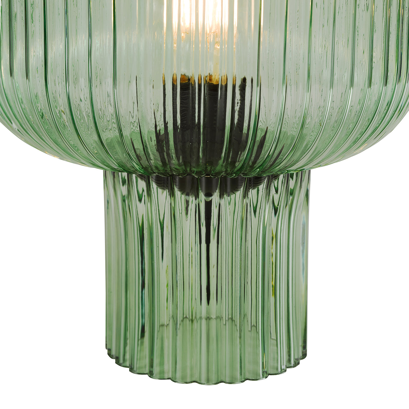 Demarius Table Lamp Green Ribbed Glass