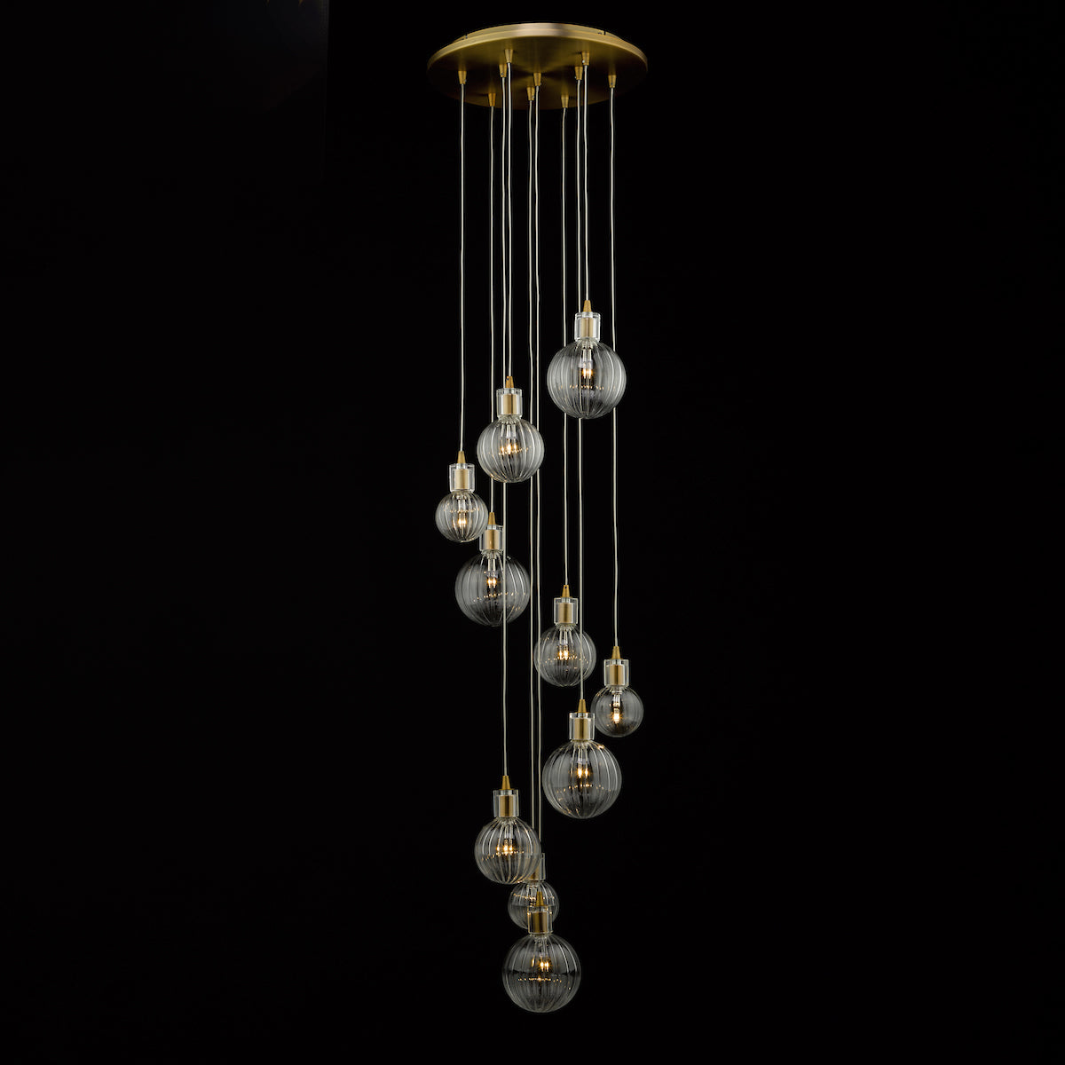 Dita 10 Light Cluster Pendant Brass & Glass