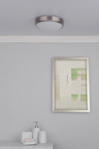 Dover Bathroom Flush Satin Chrome White Acrylic IP44