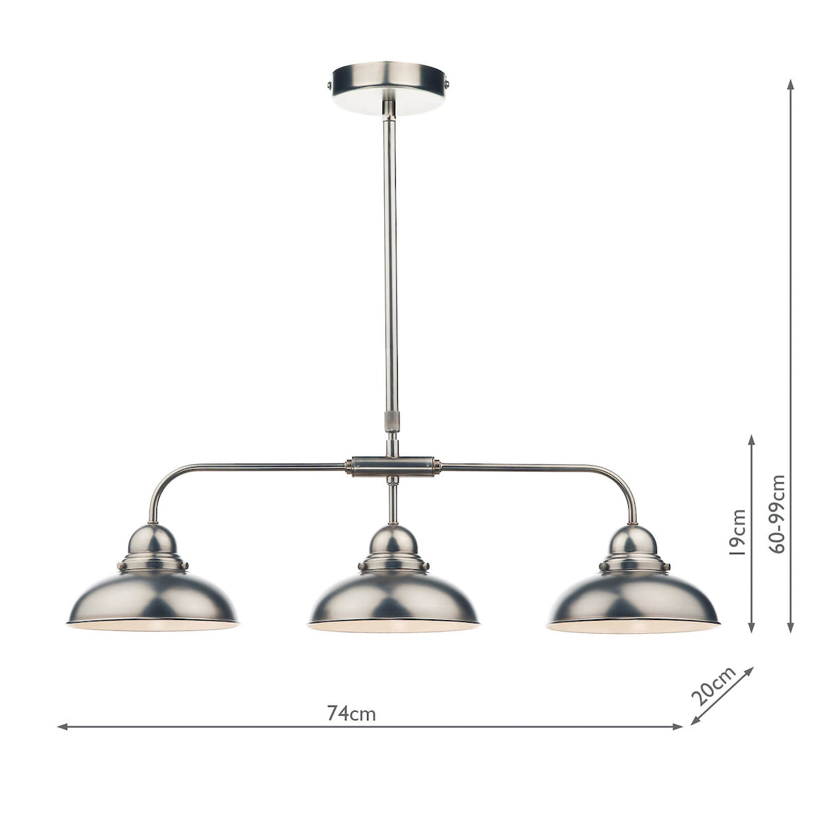 Dynamo 3 Light Bar Pendant Antique Chrome