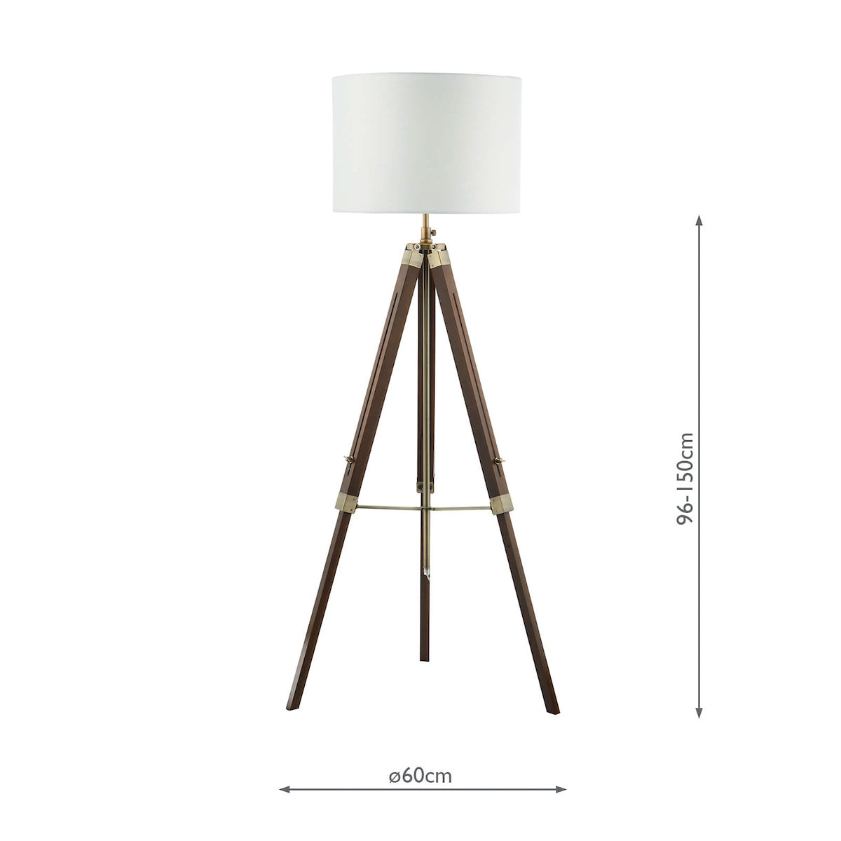 Easel Tripod Floor Lamps Dark Wood Antique Brass Base Only