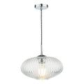Edmond 1 Light Single Pendant Polished Chrome Ribbed Glass