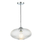 Edmond 1 Light Single Pendant Polished Chrome Ribbed Glass