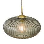 Edmond 1 Light Pendant Smoked Glass Antique Brass Detail