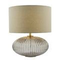 Edmond Table Lamps Smoked Glass Antique Brass Detail With Shade
